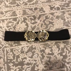 Belt- black with gold rose detail